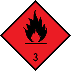 Wall Mural - Dangerous goods placards class 3. Flammable liquids sign. Red on black.