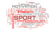 red word cloud art for sport and competition