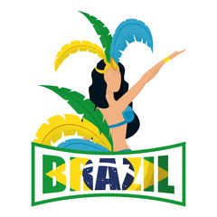 Wall Mural - brazil carnival poster with lettering and garota dancing