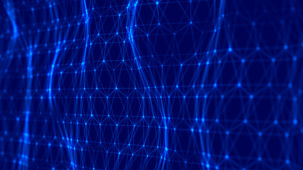 Fototapete - Network connection dots and lines. Technology background. Big data background. 3d rendering.