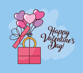 Sticker - valentines day celebration with balloons helium and gift