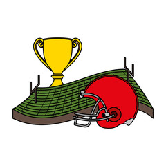 Poster - american football sport helmet with trophy cup and camp