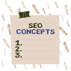 Poster - Handwriting text writing Seo Concepts. Conceptual photo a process of increasing the quality of website traffic Paper lines binder clip cardboard blank square notebook color background