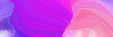 Landscape Banner With Waves. Modern Curvy Waves Background Design With Blue Violet, Orchid And Plum Color