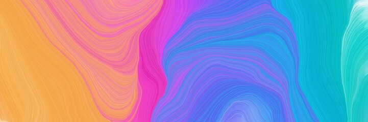 Poster - vibrant colored banner with waves. modern soft swirl waves background illustration with dark turquoise, pale violet red and corn flower blue color