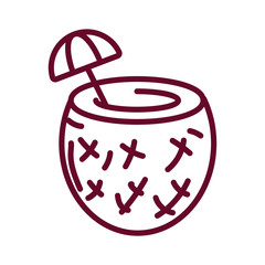 Poster - coconut cocktail icon, line style icon