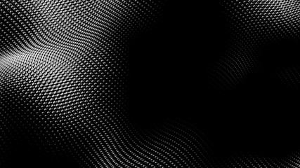 Wall Mural - Dot white black wave technology texture background. Abstract big data digital concept. 3d rendering.