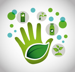 Sticker - eco friendly poster with hand and leafs