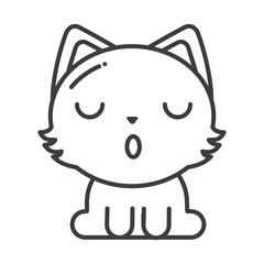 Sticker - cute cat on white background, line style icon