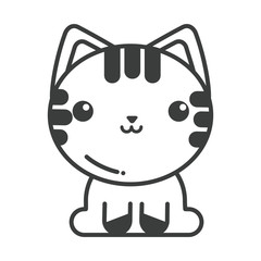 Sticker - cute cat on white background, line style icon