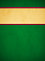 Wall Mural - Elegant Rich Green Parchment. Textured Gold Banner with Red and Gold Trim.