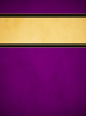 Wall Mural - Elegant Rich Purple Parchment. Textured Gold Banner with Black and Gold Trim.