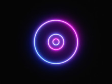 Blue And Purple Neon Light Icon Isolated In Black Background. Vibrant Colors, Laser Show. 3d Rendering - Illustration.