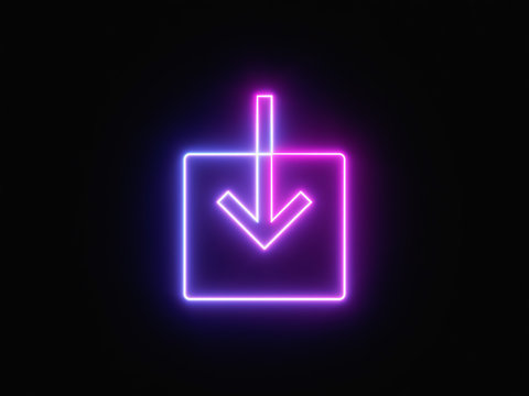 Blue and purple neon light icon isolated in black background. Vibrant colors, laser show. 3d rendering - illustration.