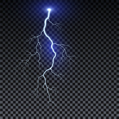 Wall Mural - realistic lightning. thunder spark light on transparent background. illuminated realistic path of th