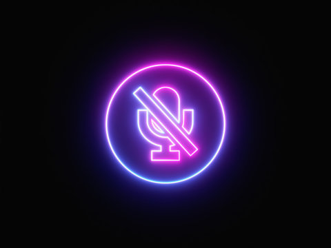 Blue and purple neon light icon isolated in black background. Vibrant colors, laser show. 3d rendering - illustration.