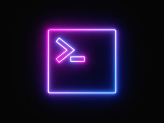 Blue and purple neon light icon isolated in black background. Vibrant colors, laser show. 3d rendering - illustration.