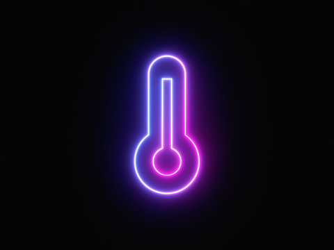 Blue and purple neon light icon isolated in black background. Vibrant colors, laser show. 3d rendering - illustration.