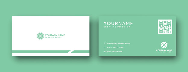 Wall Mural - green business card . flat and clean business card design . modern minimalist design