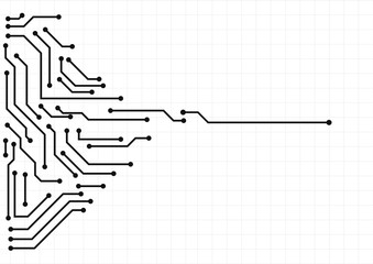 Wall Mural - Vector : Electronic circuit with gray grid on white background