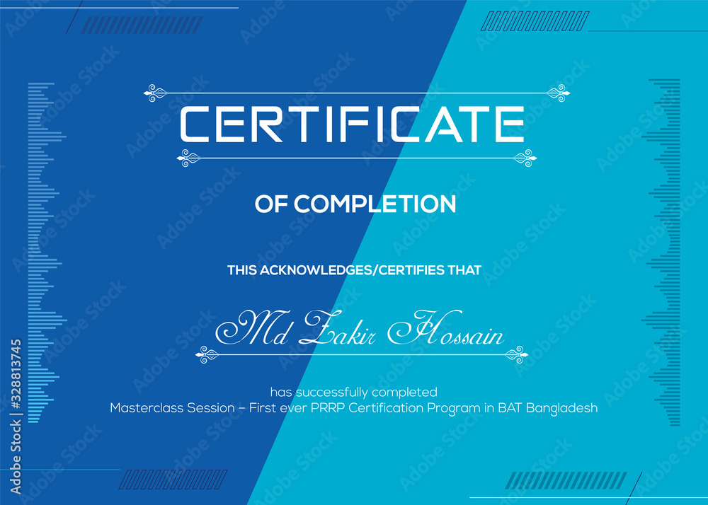 modern vector certificate template with blue shapes - Vector Stock ...