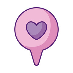 Poster - location pin with heart icon, flat style