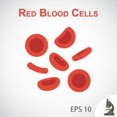 Wall Mural - Red blood cells ( flat design ) on vignette background