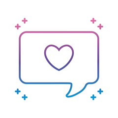 Poster - speech bubble with heart icon, gradient line style