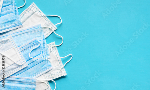 Fotomural Medical face masks on blue background