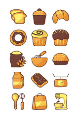 Sticker - set of icons bakery on white background