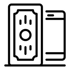 Poster - Cash phone icon. Outline cash phone vector icon for web design isolated on white background