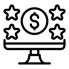 Poster - Monitor star money icon. Outline monitor star money vector icon for web design isolated on white background