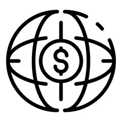Poster - Global money icon. Outline global money vector icon for web design isolated on white background