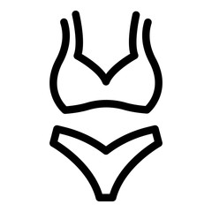 Sticker - Woman swimsuit icon. Outline woman swimsuit vector icon for web design isolated on white background