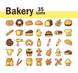 Sticker - set of icons bakery on white background
