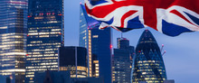 UK Flag And London Landmarks. 
