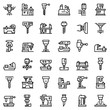 Milling machine icons set. Outline set of milling machine vector icons for web design isolated on white background