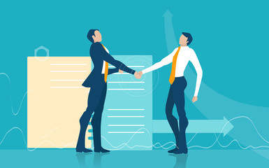 Wall Mural - Two business man shaking hands as agreement and long lasting commitment in business. 