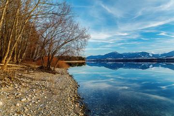 Canvas Print - Beautiful landscape, lake with mountain in background.