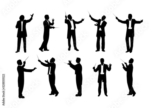 Fotografía set of conductor silhouettes vector illustration