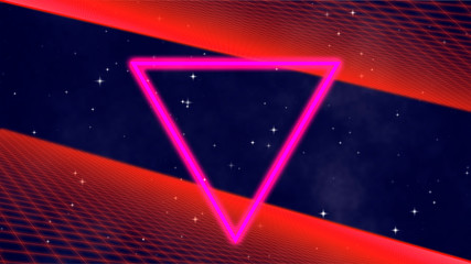 Wall Mural - abstract retro background with stars, geometric shape and red grid