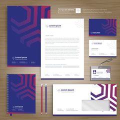 Fototapete - Corporate Business Identity template design stationery Vector abstract  background with memo Gift Items Color promotional souvenirs elements