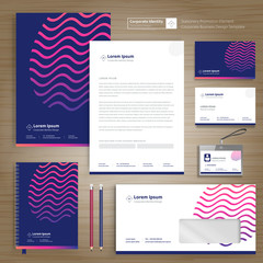 Fototapete - Corporate Business Identity template design stationery Vector abstract  background with memo Gift Items Color promotional souvenirs elements