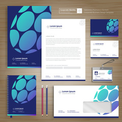 Fototapete - Corporate Business Identity template design stationery Vector abstract  background with memo Gift Items Color promotional souvenirs elements