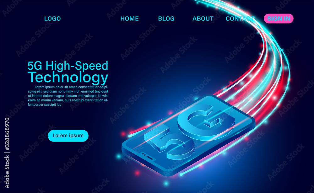 5g High-speed Technology concept. Network Communication Wireless ...