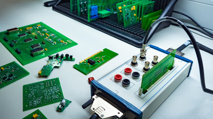 Poster - computer boards. electrical engineering. micro circuit board development. concept - work on the prod