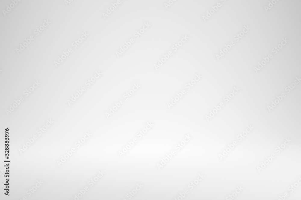 Blank white gradient background with product display. White backdrop or empty studio with room floor. 3D rendering. - obrazy, fototapety, plakaty 