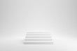 Blank stairs or staircase on white studio background with success concept. 3D rendering.