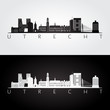 Utrecht skyline and landmarks silhouette, black and white design, vector illustration.