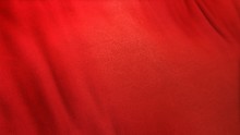 Red Flag Cloth In Full Frame With Selective Focus. 3D Illustration Of Scarlet Ruby Colored Garment With Clean Natural Linen Texture For Background Banner Or Wallpaper Use.